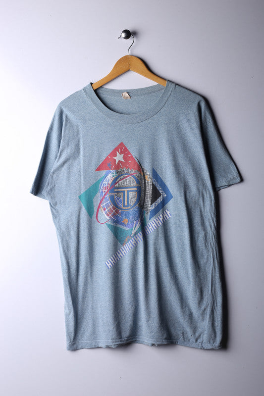 Vintage 90's Graphic Tee Blue - Cotton