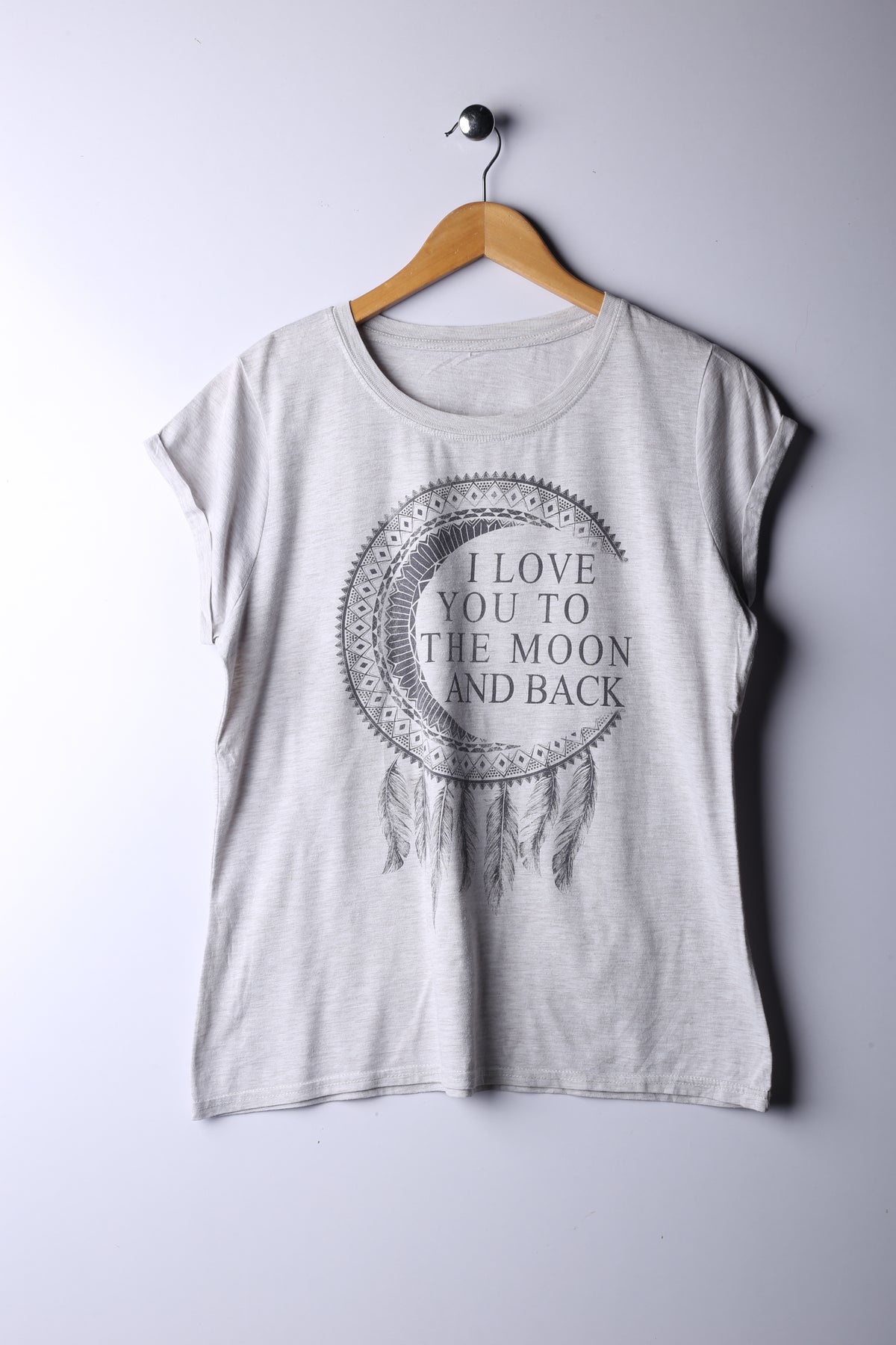 Vintage 90's Graphic Moon Shirt Grey - Cotton