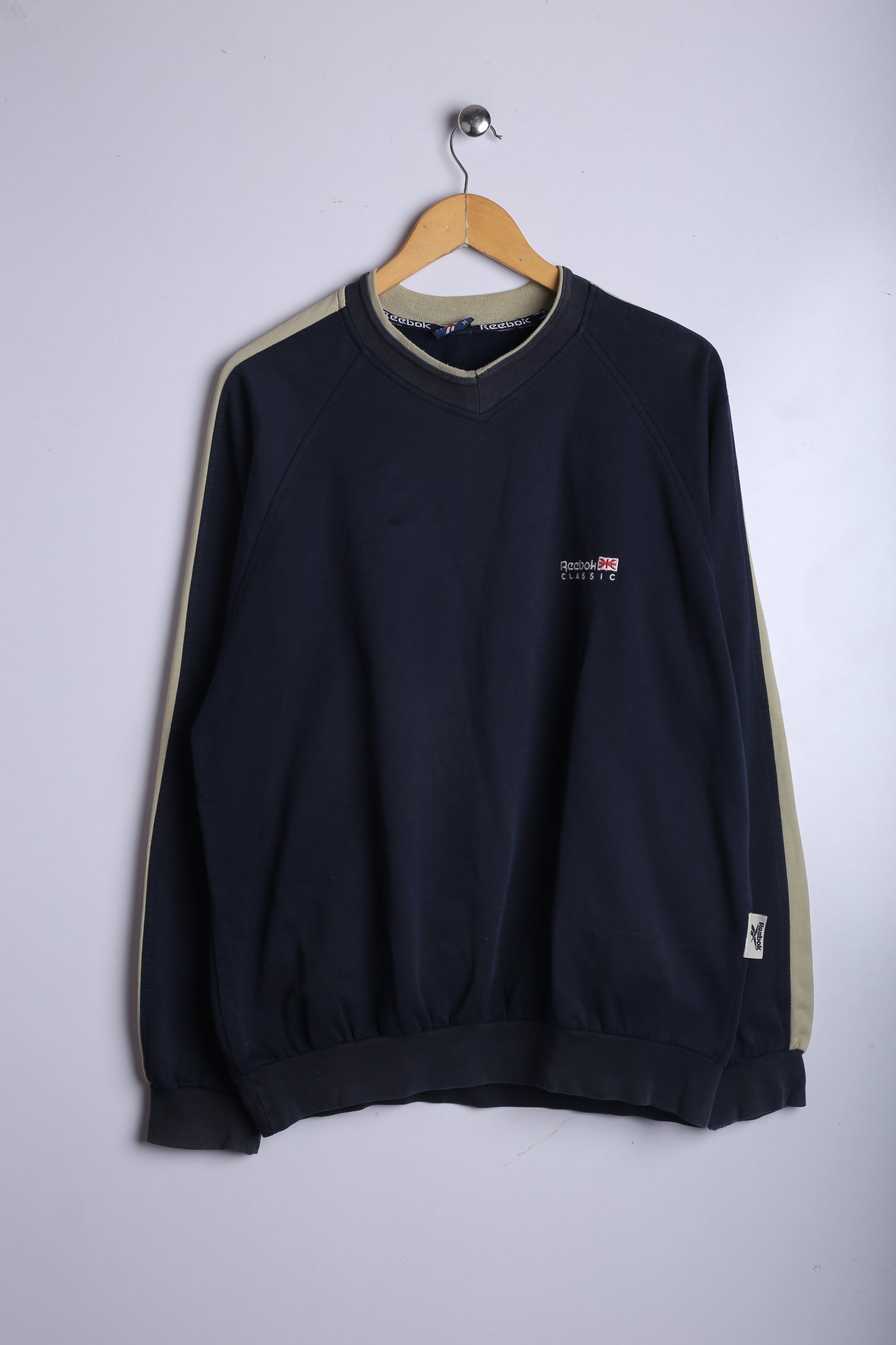 Vintage 90's Reebok Sweatshirt Navy/Beige - Cotton