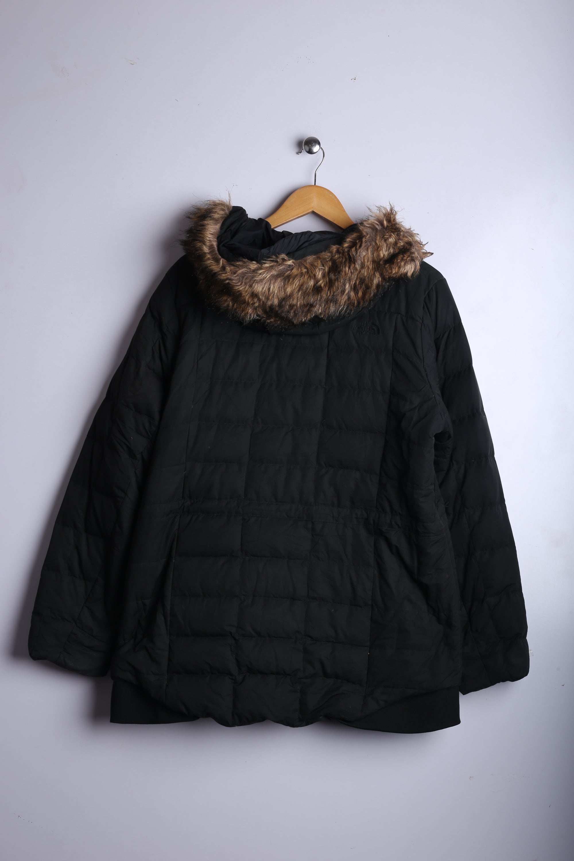 Vintage 90's The North Face Fur Hooded Puffer Jacket Black - Polyester Womens
