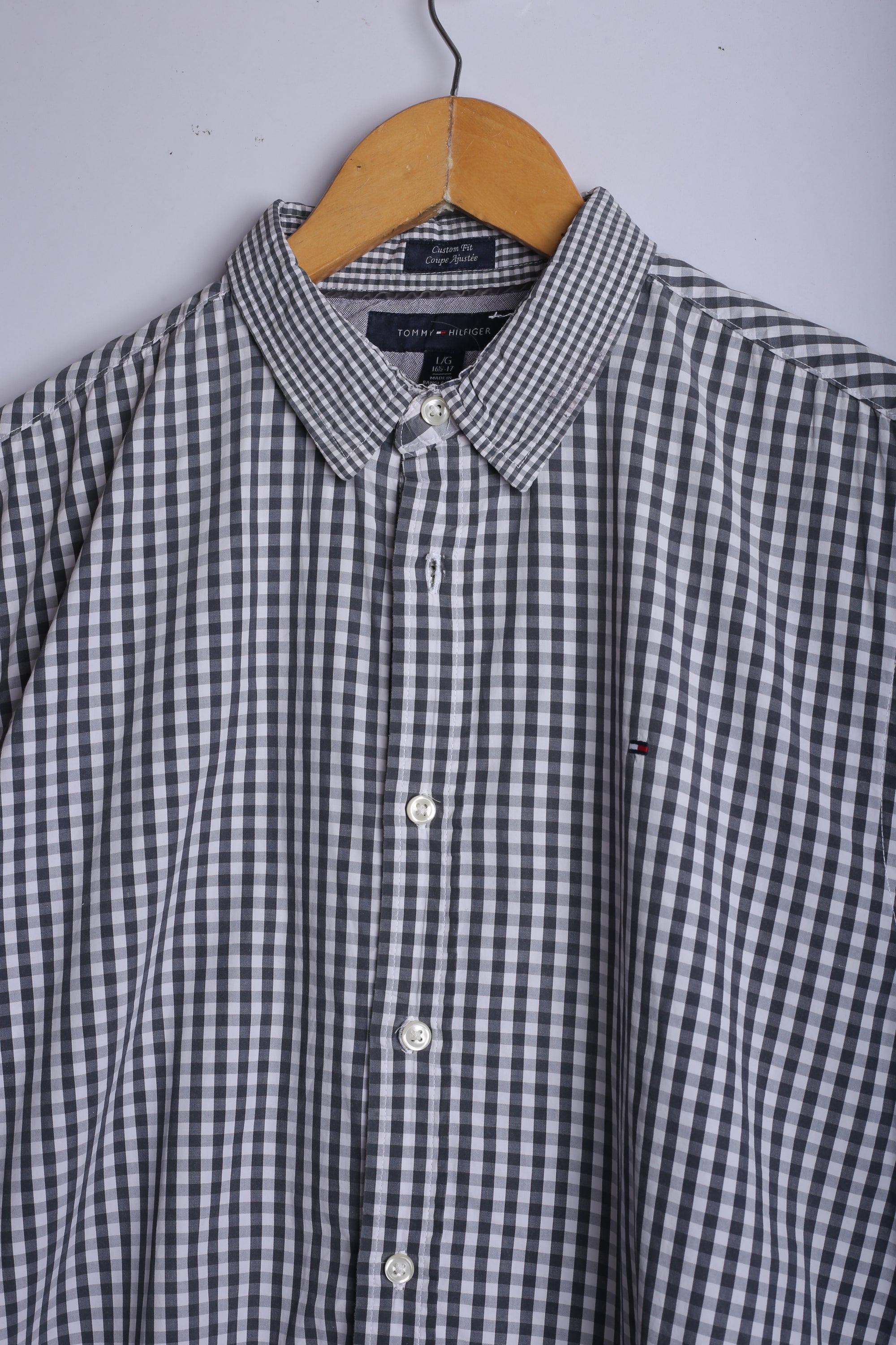 Vintage Tommy Hilfiger Shirt Black/White Checkred - Cotton
