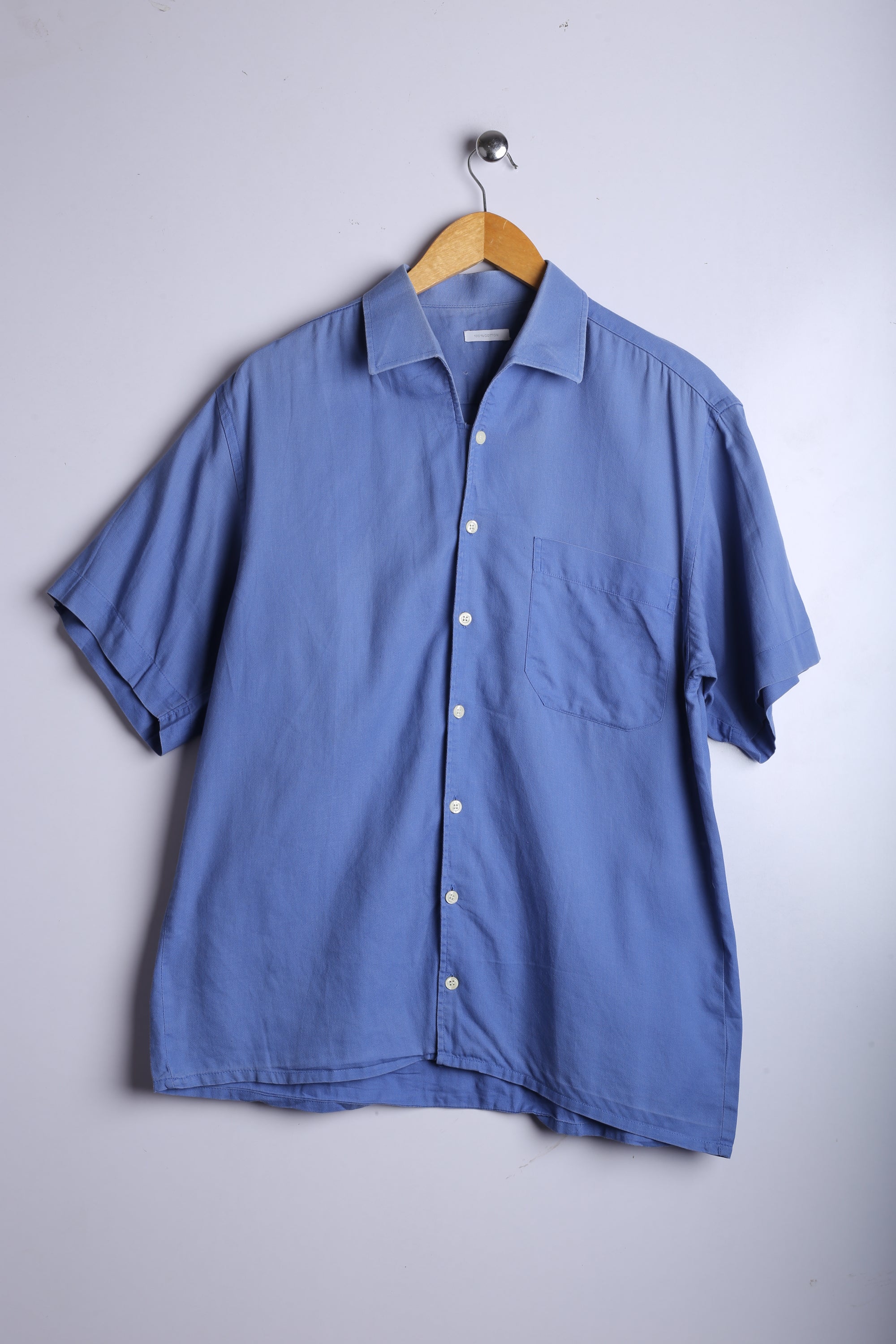 Vintage Casual Shirt Sky Blue - Cotton