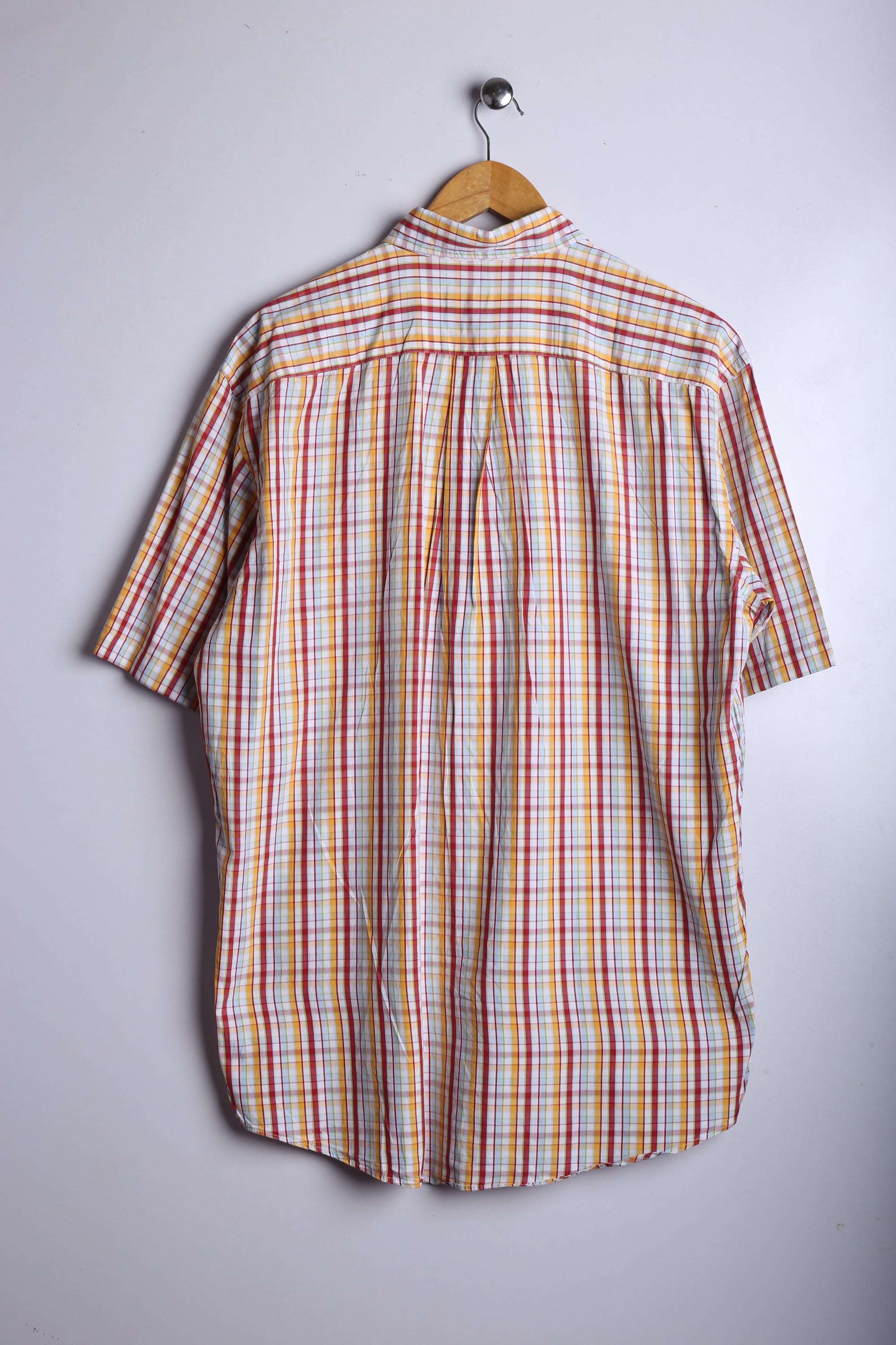 Vintage Espirit Half Sleeve Button Down Shirt Red/Orange Checkred
