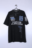 Vintage Atlantic Ocean Graphic Polo Black X Large