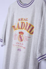 Vintage 90's Real Madird Graphic Tee White Medium