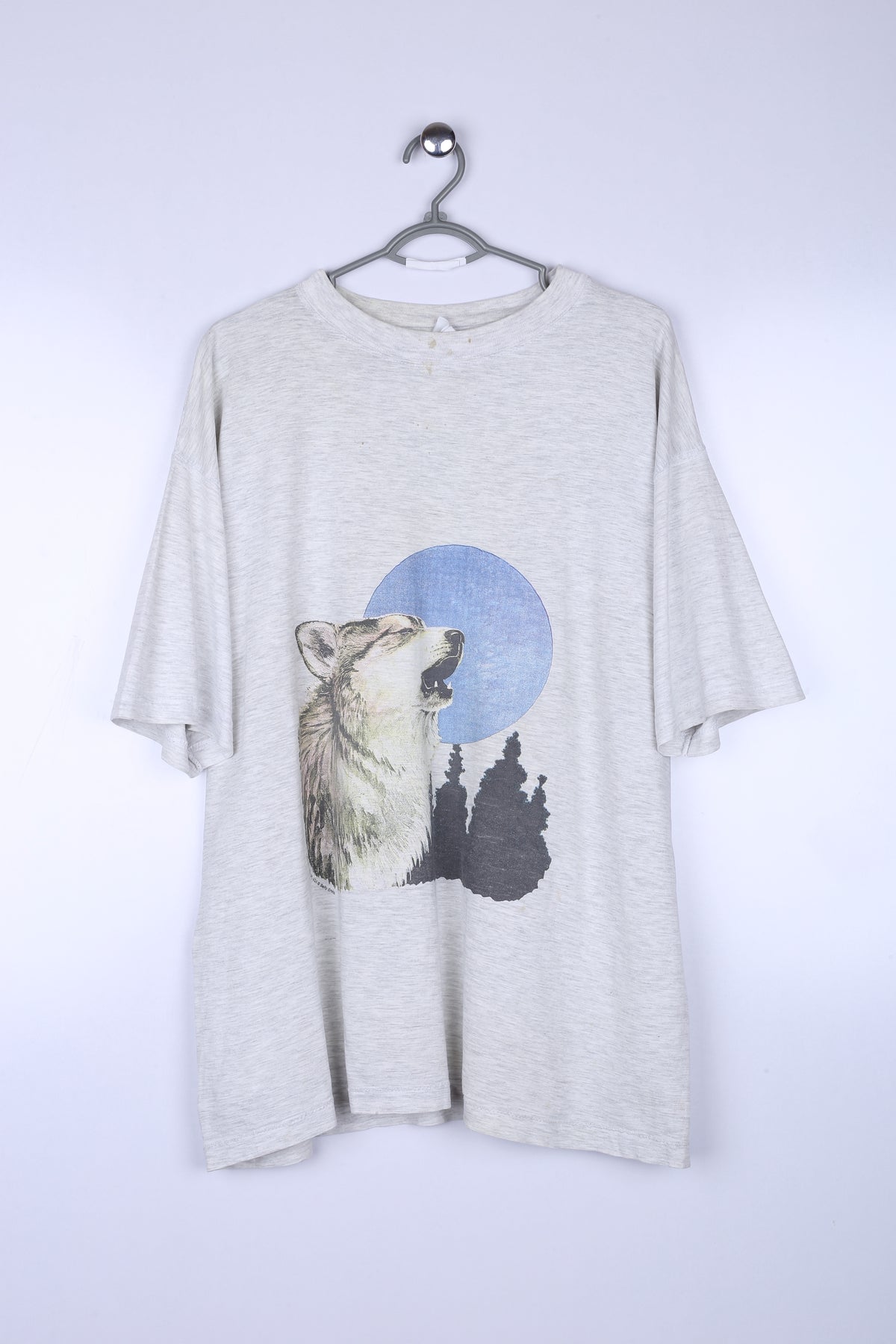 Vintage Beast Wolf Graphic Tee Grey Large