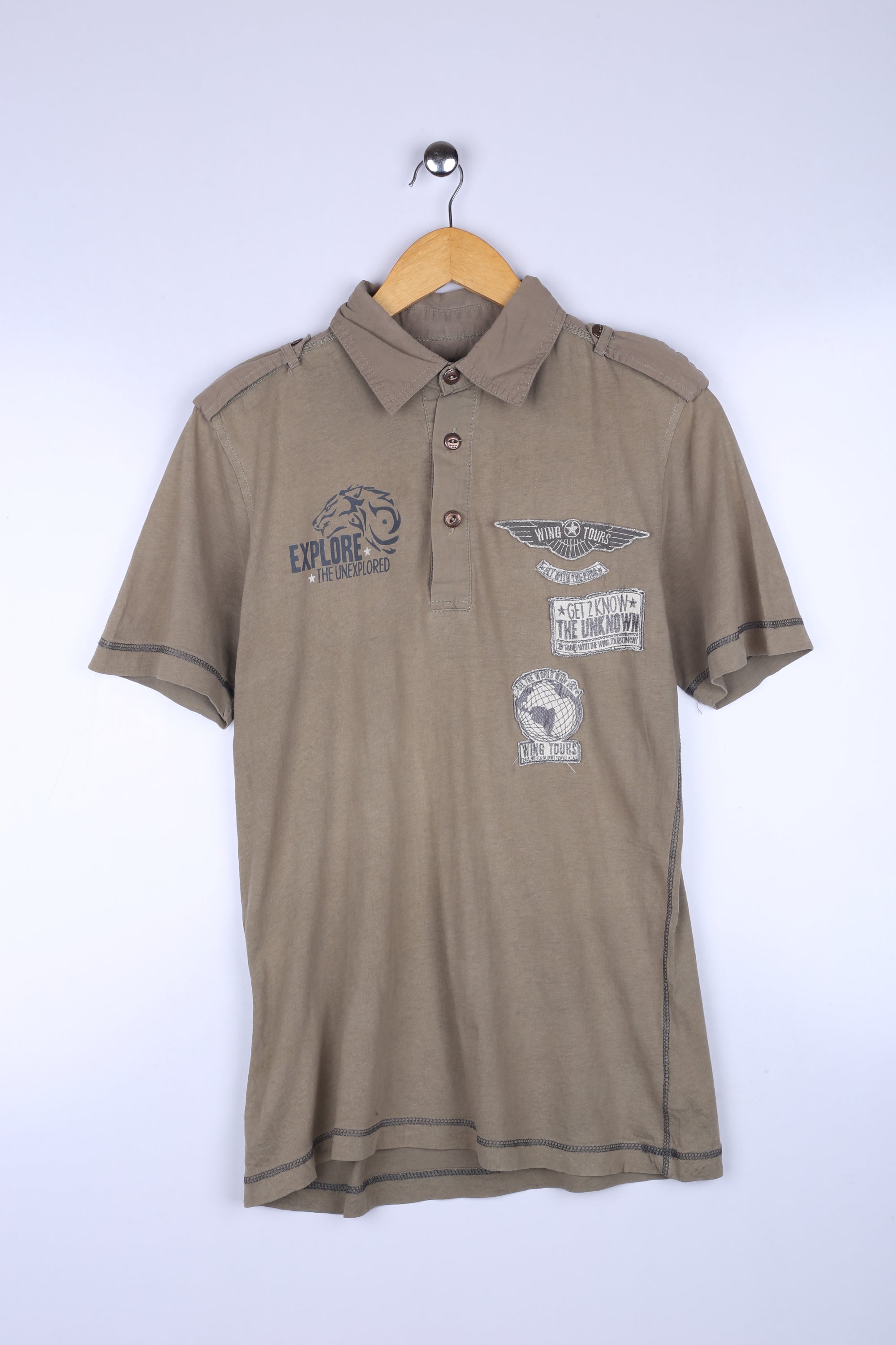 Vintage 90's Wing Tours Polo Brown
