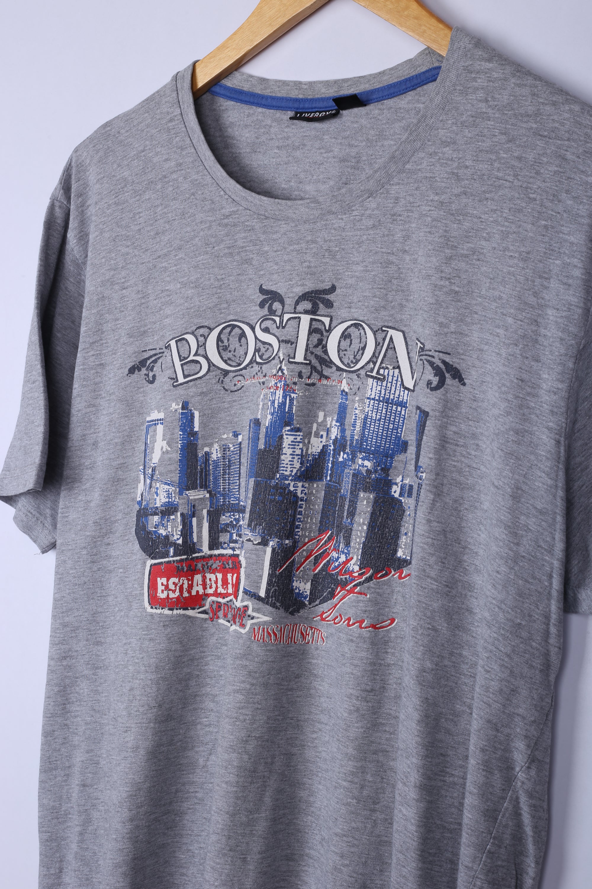 Vintage Boston Graphic Tee Grey