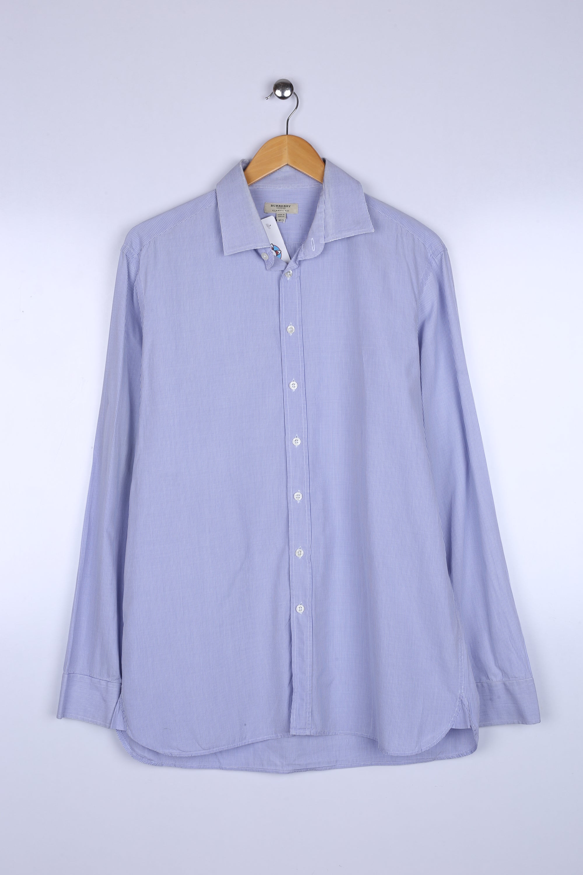 Vintage Burberry Shirt Sky Blue Checkered