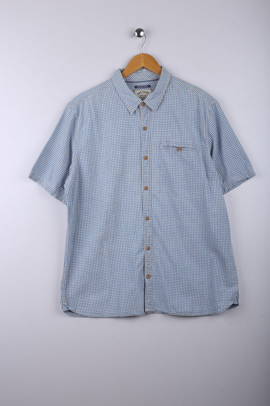 Vintage 90's Indigo Dye Shirt Blue Checkred - Cotton