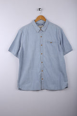 Vintage 90's Indigo Dye Shirt Blue Checkred - Cotton