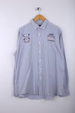 Vintage 90's Polo Society Shirt Blue/White/Stripe - Cotton