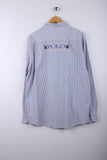 Vintage 90's Polo Society Shirt Blue/White/Stripe - Cotton