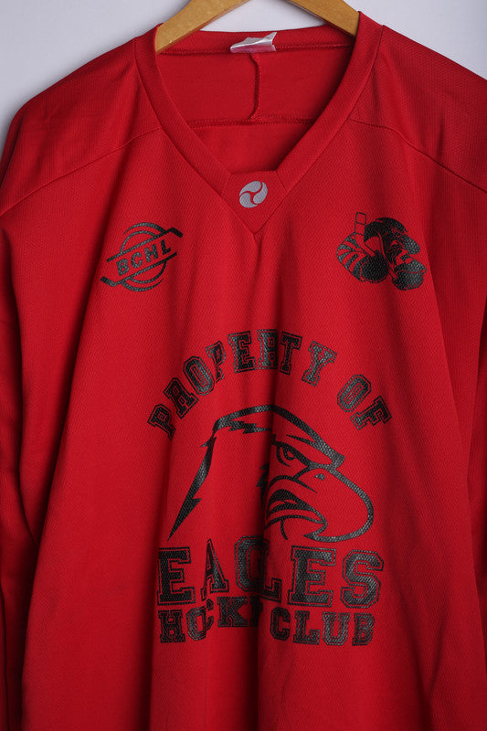 Vintage Eagle Hockey Club Jersey Red - Knit Polyester