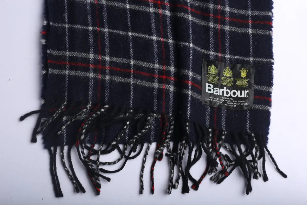 Vintage Barbour Scarf Navy Checkred