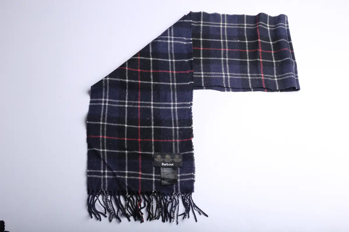 Vintage Barbour Scarf Navy Checkred