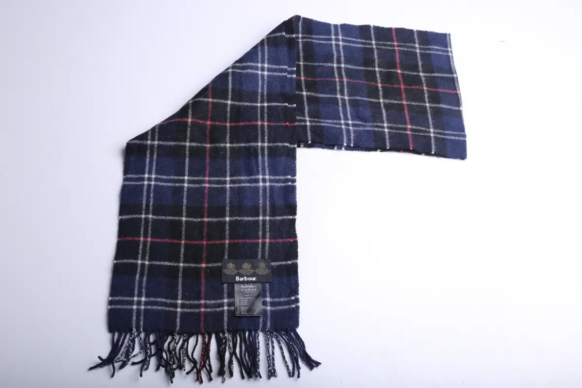 Vintage Barbour Scarf Navy Checkred