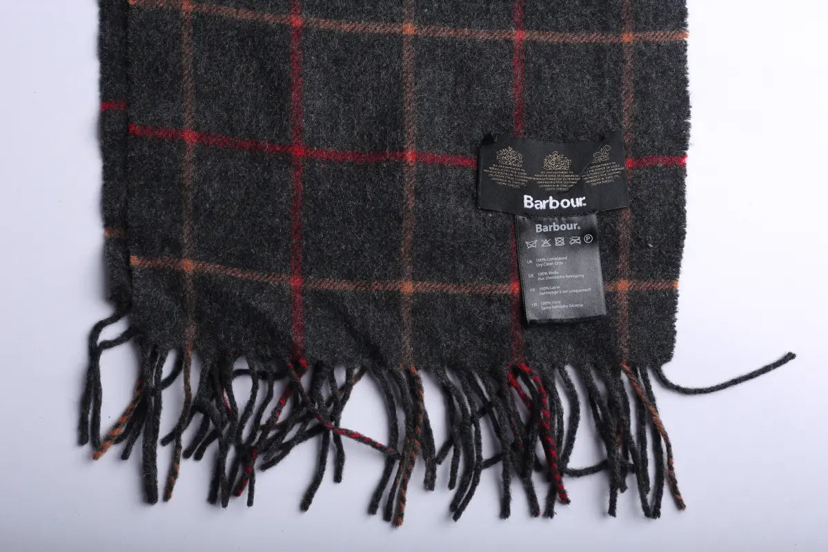 Vintage Barbour Scarf Grey Checkred
