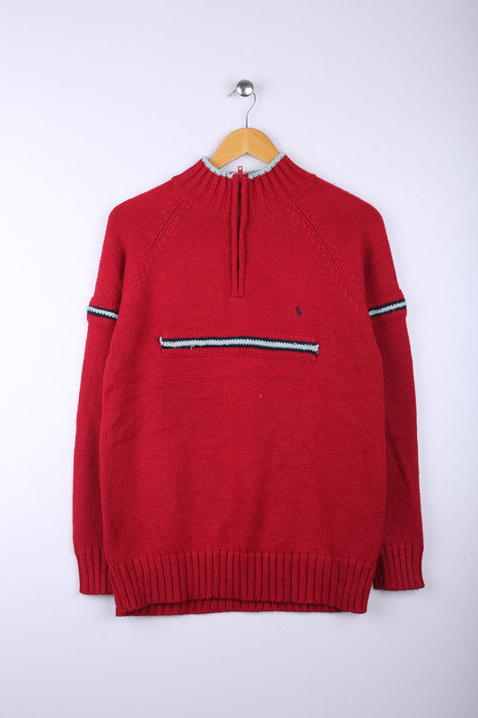 Vintage Tommy Hilfiger 1/4 Zipper Jacket Red - Wool