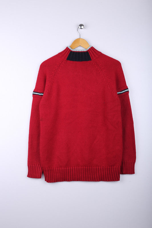 Vintage Tommy Hilfiger 1/4 Zipper Jacket Red - Wool