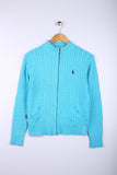 Vintage 90's Ralph Lauren Zipper Sweater Aqua - Cotton