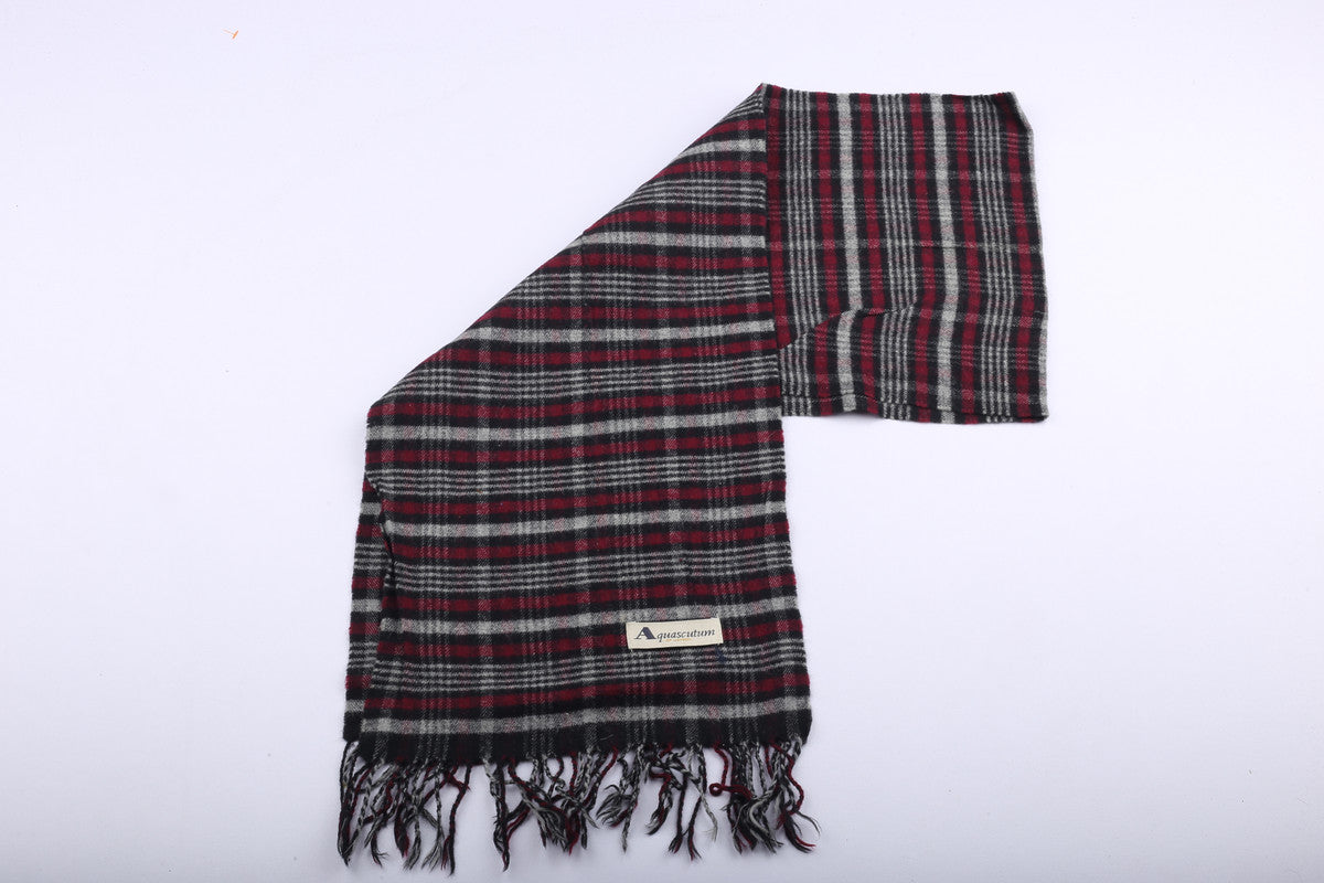 Vintage Aquascutum Scarf Red Black Grey Checkred