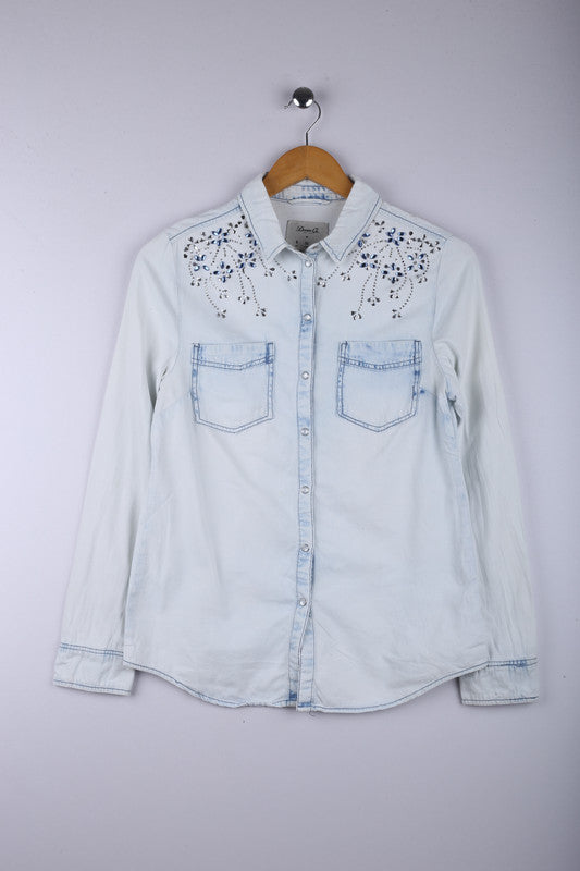 Vintage Denim and Co Shirt Sky Blue - Womens Cotton