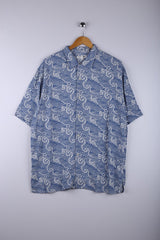 Vintage Hawaiin Shirt Blue/White - Cotton