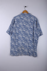 Vintage Hawaiin Shirt Blue/White - Cotton