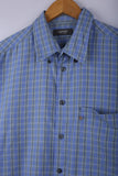 Vintage Espirit Button Down Half Sleeve Shirt Blue - Cotton
