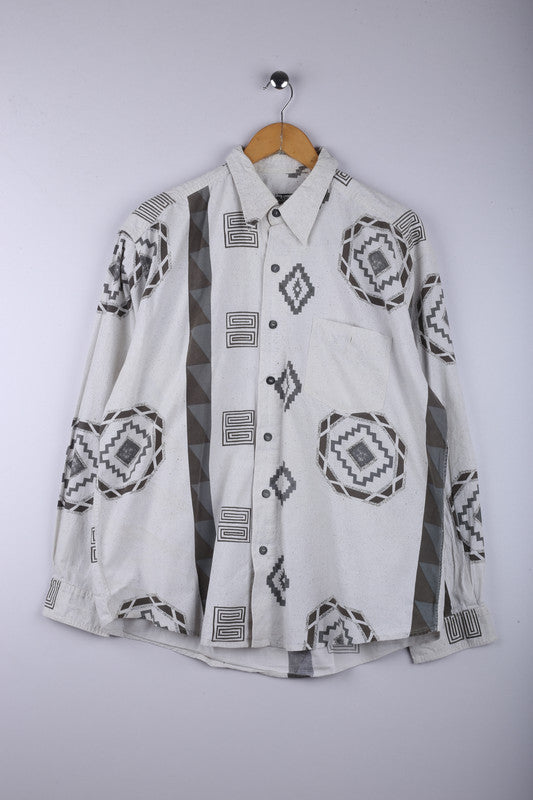 Vintage Hawaiin Shirt Grey Black - Cotton