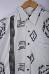 Vintage Hawaiin Shirt Grey Black - Cotton