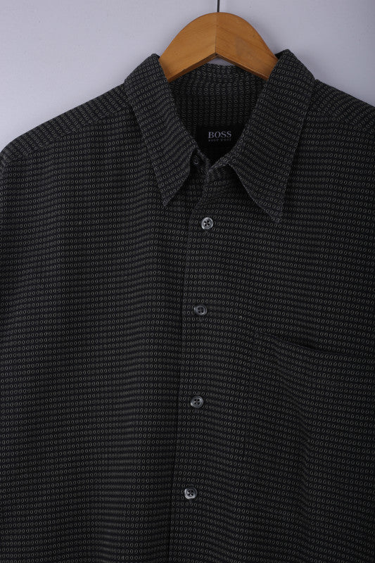 Vintage Hugo BOSS Shirt Black Printed - Cotton