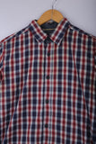 Vintage Fashion Flannel Shirt Navy/Red/White Stripe - Cotton