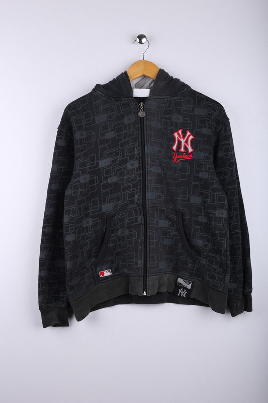 Vintage 90's New York Yankees Zipper Hoodie Black - Cotton
