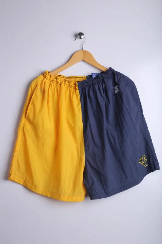 Vintage 90's Starter Shorts Navy/Orange West Virginia