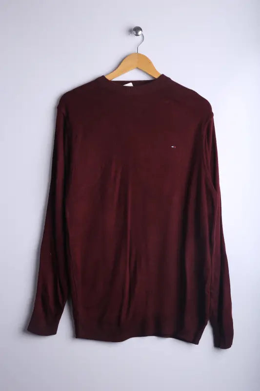 Vintage 90's Tommy Hilfiger Sweater Burgundy - Cotton