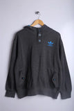 Vintage 90's Adidas Button up Hoodie Grey - Cotton