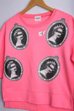 Vintage Janwiner Graphic Crop Sweatshirt Pink - Cotton