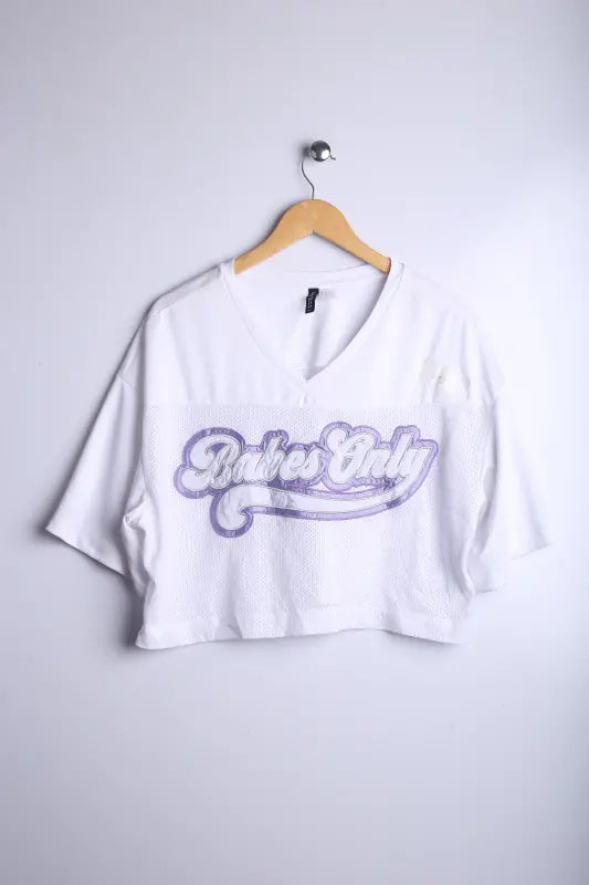 Vintage  Divided Jersey White - Knit Polyester Womens