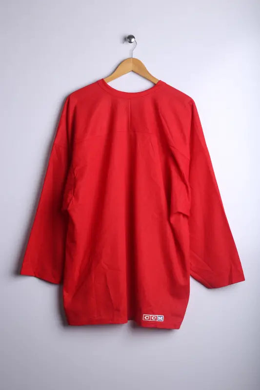 Vintage Plain Sports Jersey Red - Knit Polyester
