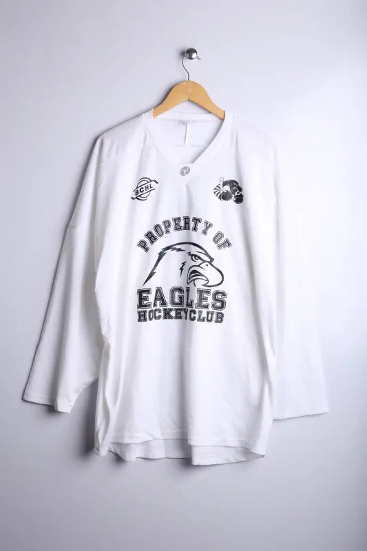 Vintage Eagles Hockey Club Jersey White - Knit Polyester