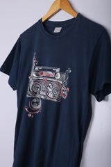 Vintage Radio Graphic Tee Navy Small