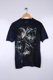 Vintage Mountain Wolves Graphic Tee Navy