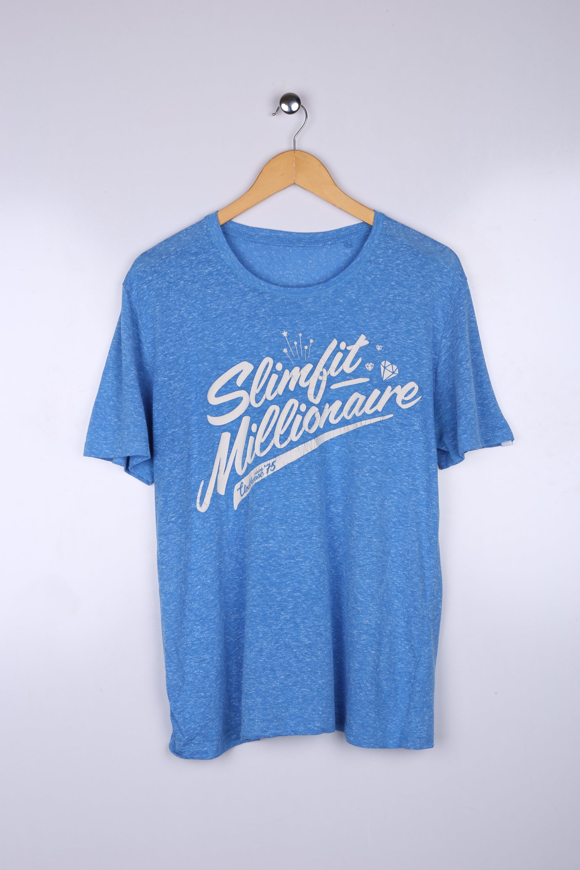 Vintage Slimfit Millionare Graphic Tee Sky Blue Mediu