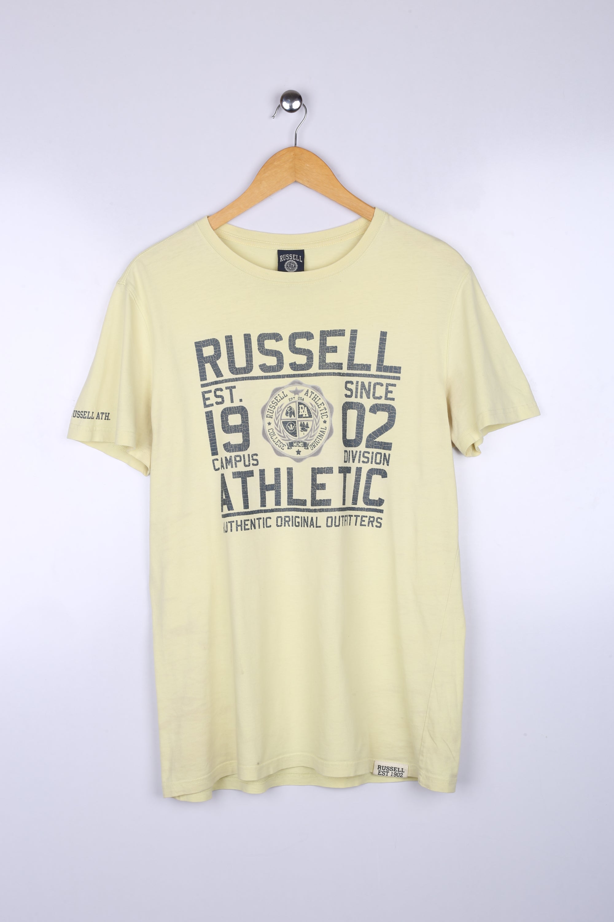 Vintage Russel Athletic Graphic Tee Yellow Medium