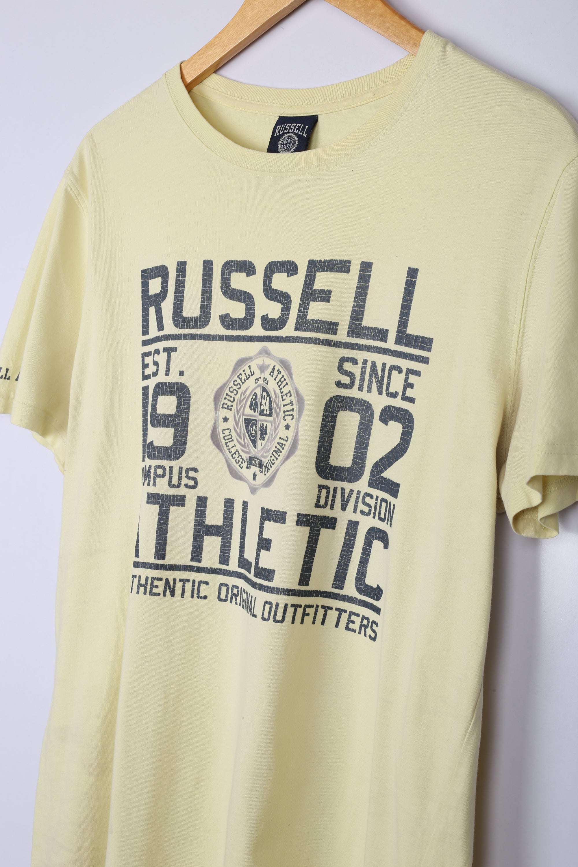 Vintage Russel Athletic Graphic Tee Yellow Medium