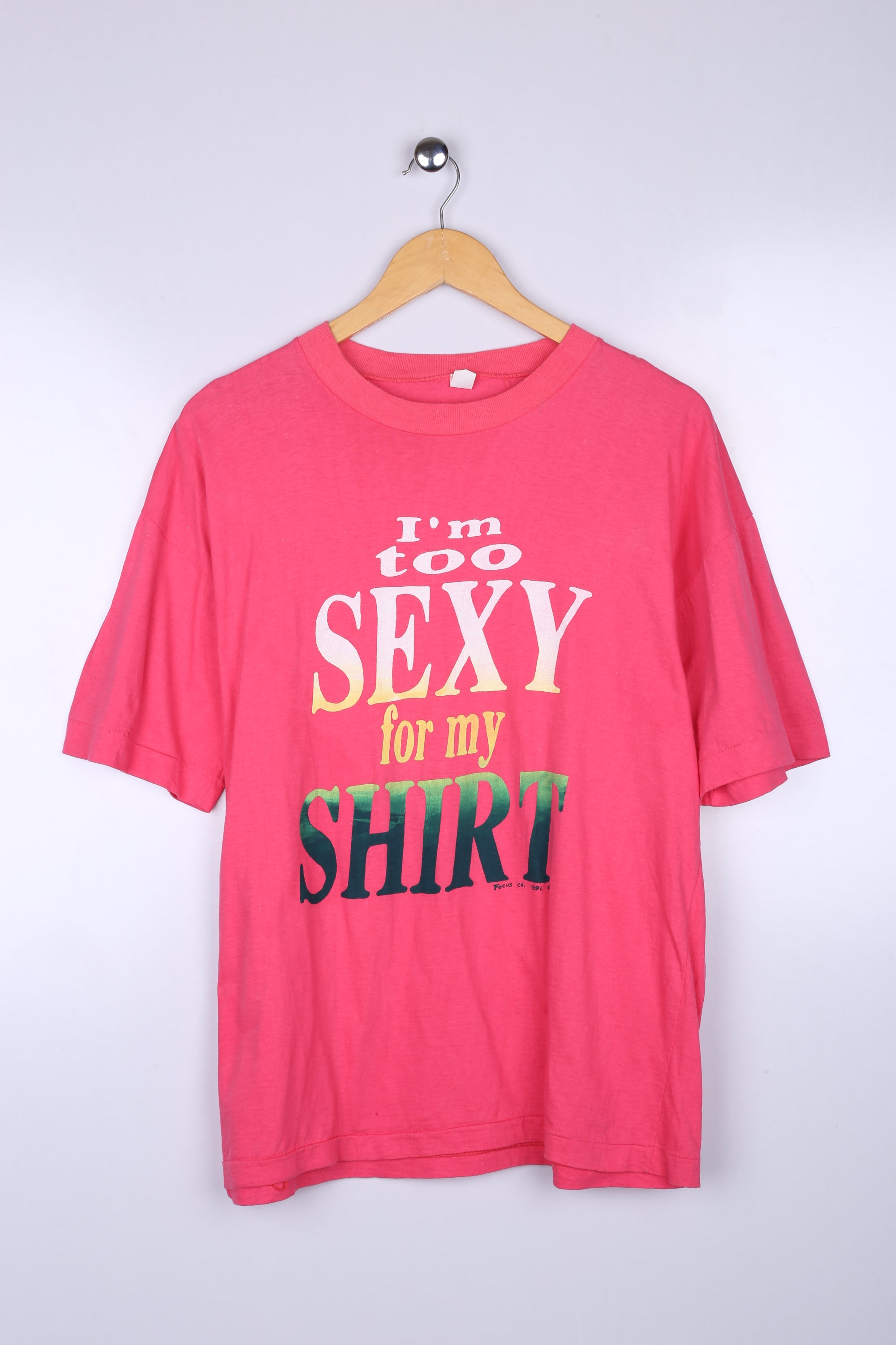 Vintage Too Sexy Graphic Tee Pink Large
