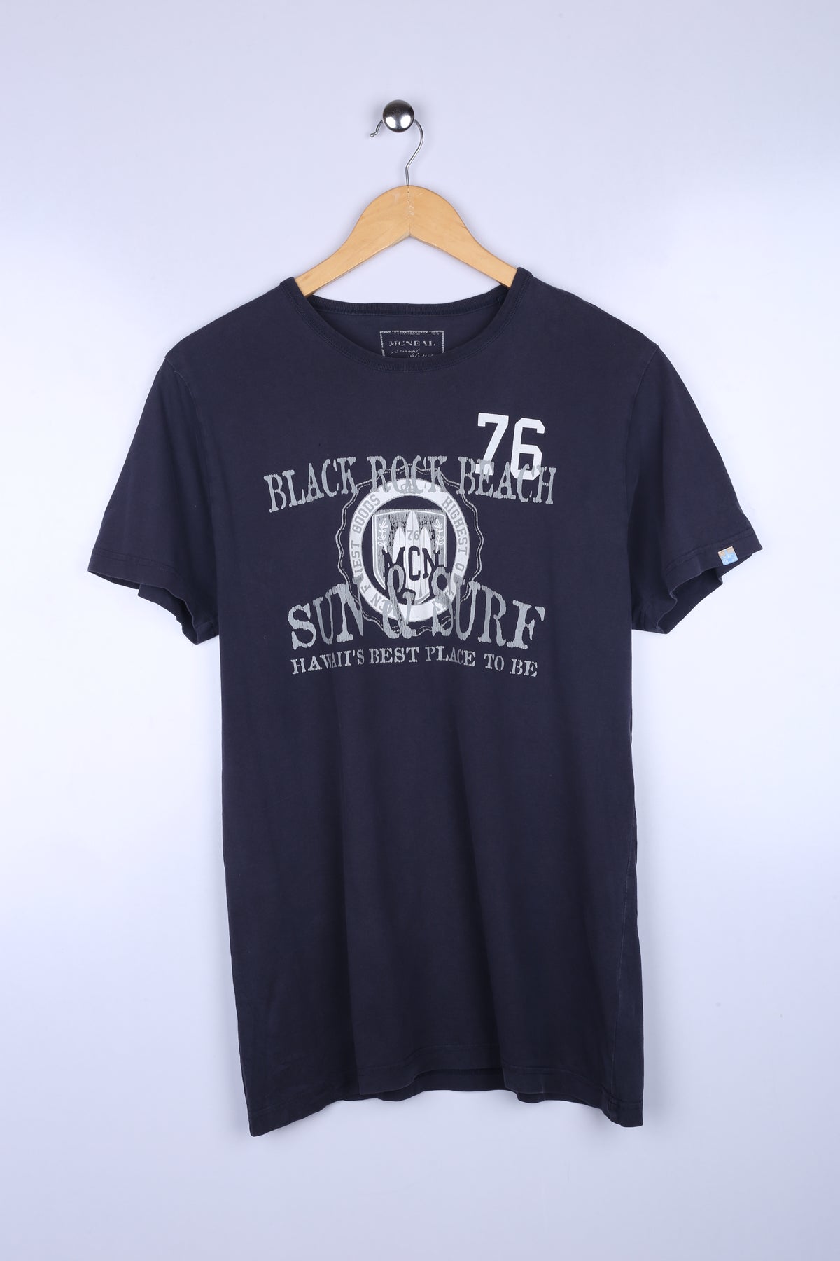 Vintage Black Rock Beach Graphic Tee Navy Large