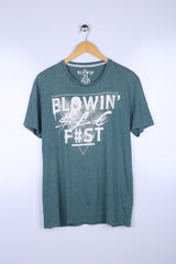 Vintage Blowin Graphic Tee Jade Green Medium